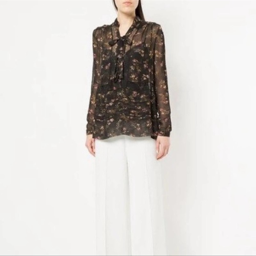 Black with Floral Print Zimmermann Blouse with Matching Camisole in Size 1 - Picture 2 of 7